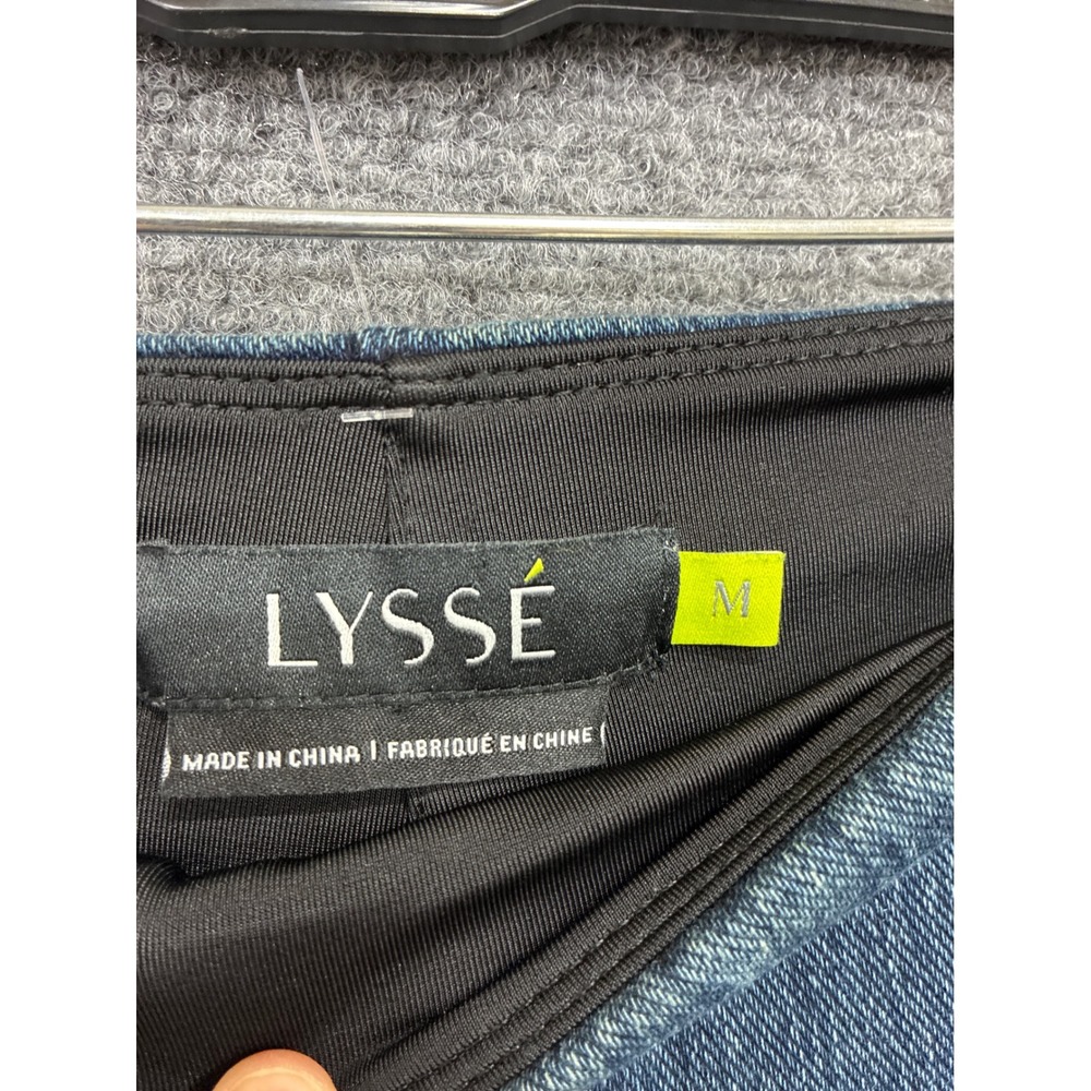 Lysse Womens Blue Denim Leggings High Rise Ankle Zip Pull On Pants Size M